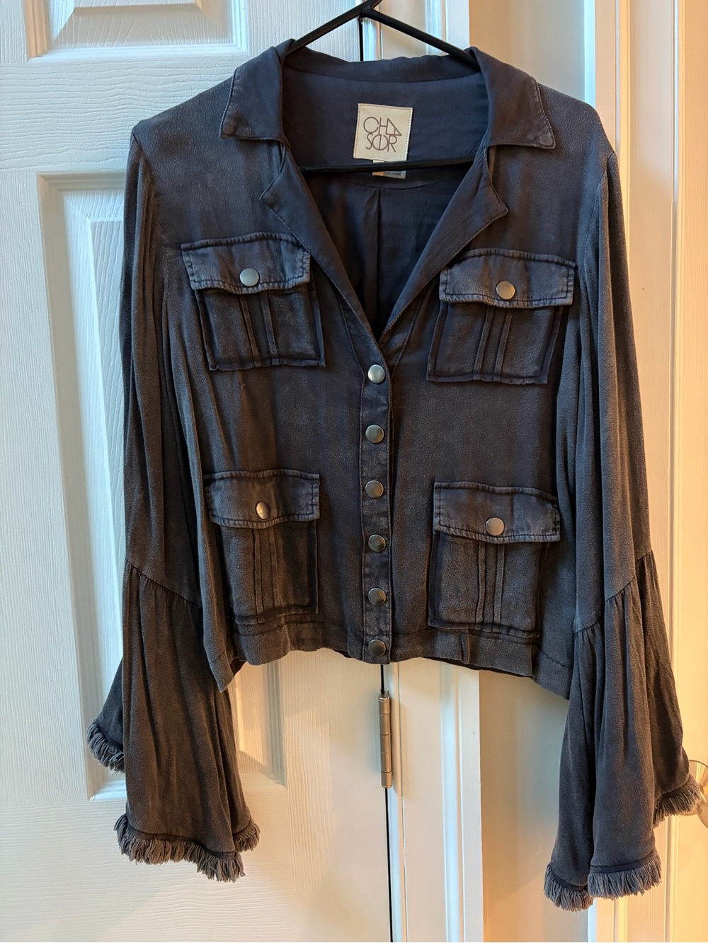 Chaser Women's Charcoal Utility Jacket with Button Front